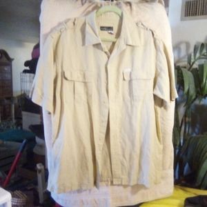 Rocawear 1999 Short Sleeve Button Down Khaki Shirt Size XL